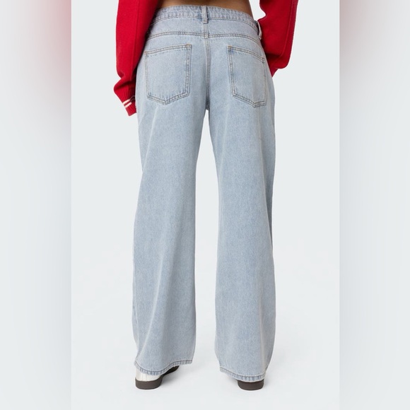 EDIKED Raelynn light Washed Low Rise wide leg Y2K Streetwear Skater Jeans - Picture 2 of 13